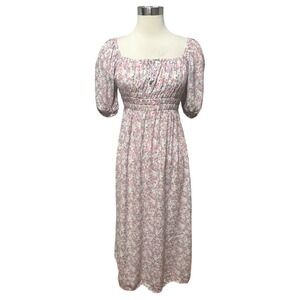 Faithfull The Brand Maurelle Floral Midi Dress Size XS Babydoll Milkmaid Cottage
